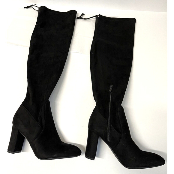 Top Moda Black Suede Over the Knees Boots Sz 7 M Black NEW - Picture 4 of 11